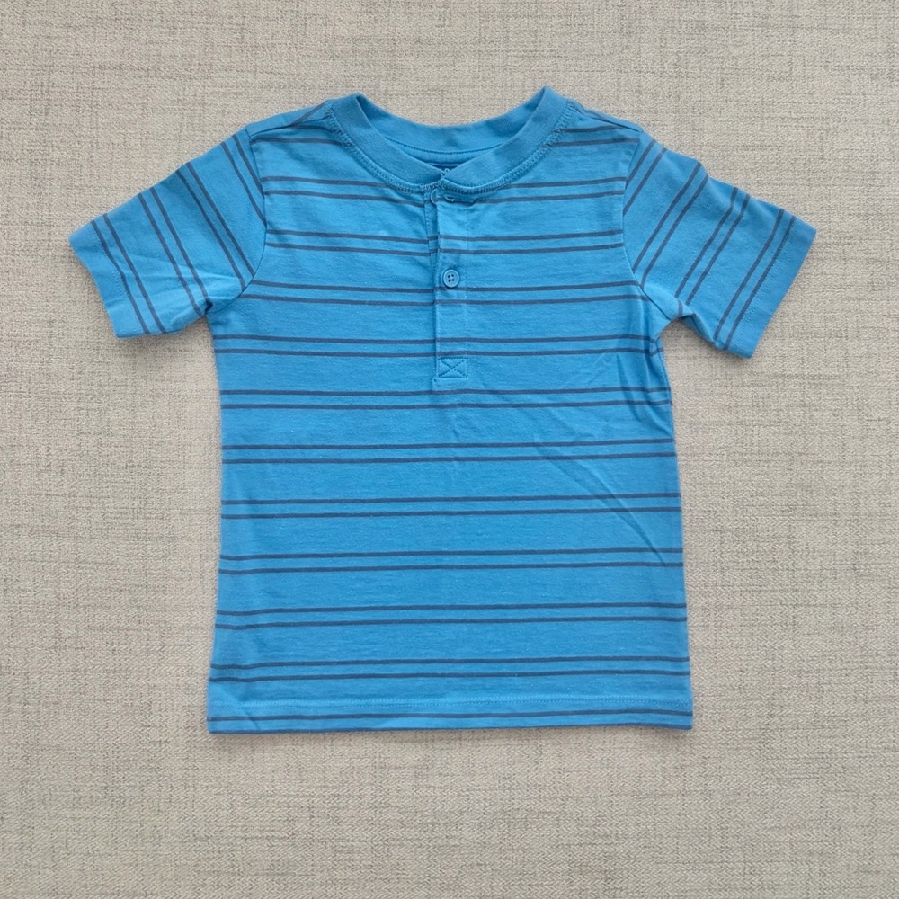 Falls Creek Toddler Boys Striped Short Sleeve Henley Size 3T
